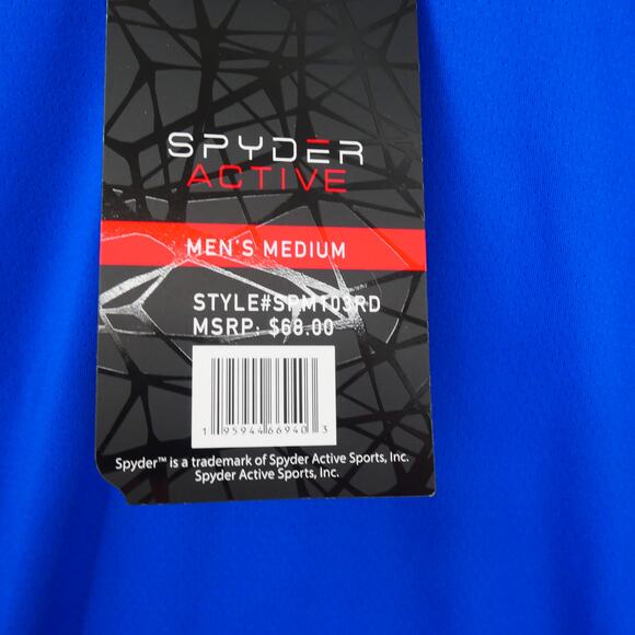 NEW Spyder Active  Men's  Medium Long Sleeve 1/4 Quarter Zip Shirt  Royal Blue - Picture 5 of 13